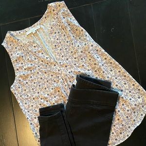 Loft sleeveless pink floral tank size xs